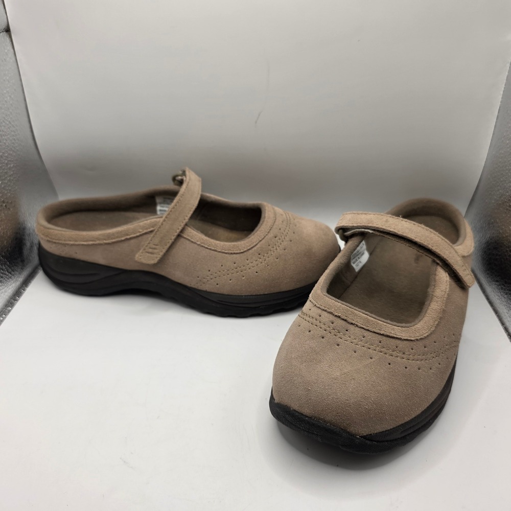 LL Bean Women 8.5 Wide Mary Jane Mules Tan Suede Clogs Slip On Shoes 0 GRJ2 06